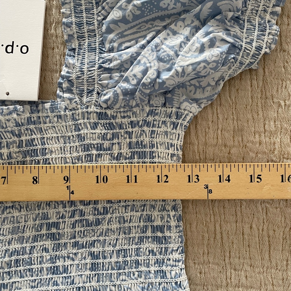 LG: OPT: Quality Cotton Midi Dress Fitted Torso Paisley Light Blue/White NWT! - Picture 5 of 8
